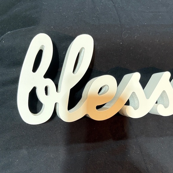 White 'Blessed' Wall Decor 15” long table sign 1-1/2” wide - Picture 6 of 8